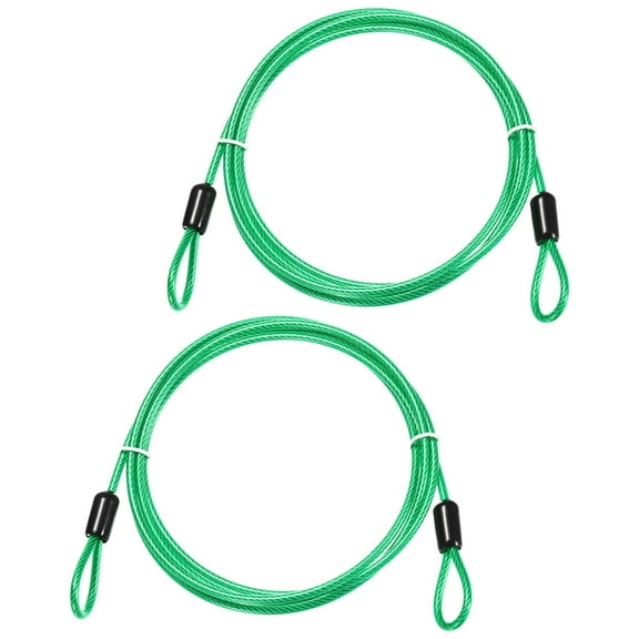 Uxcell Security Cable with Loops [2Pcs] - 4.92ft / 59.1 Inch Stainless Steel Luggage Lock Safety Cable Use For Bikes & Luggage - [Green]