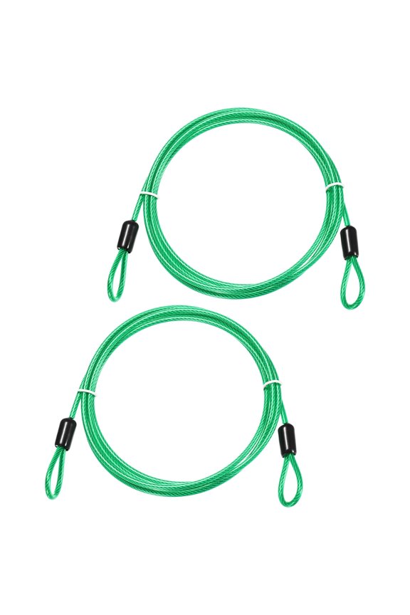 Security Cable with Loops [2Pcs] - 4.92ft / 59.1 Inch Stainless Steel Luggage Lock Safety Cable Use For Bikes & Luggage - [Green]