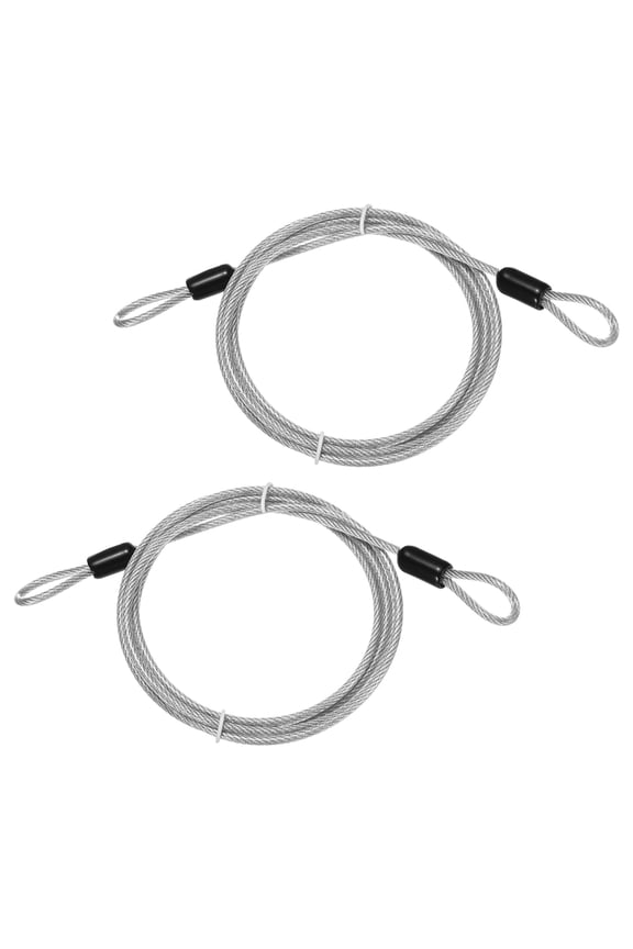 Security Cable with Loops [2Pcs] - 4.92ft / 59.1 Inch Stainless Steel Luggage Lock Safety Cable Use For Bikes & Luggage - [Silver]