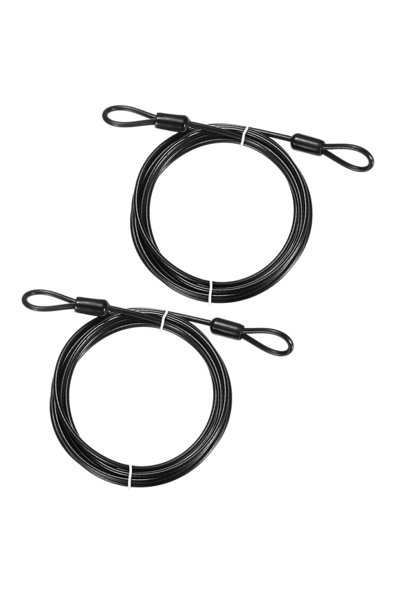 Security Cable with Loops [2Pcs] - 6.56ft / 78.7 Inch Stainless Steel Luggage Lock Safety Cable Use For Bikes & Luggage - [Black]