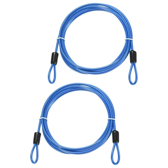 Uxcell Security Cable with Loops [2Pcs] - 6.56ft / 78.7 Inch Stainless Steel Luggage Lock Safety Cable Use For Bikes & Luggage - [Blue]