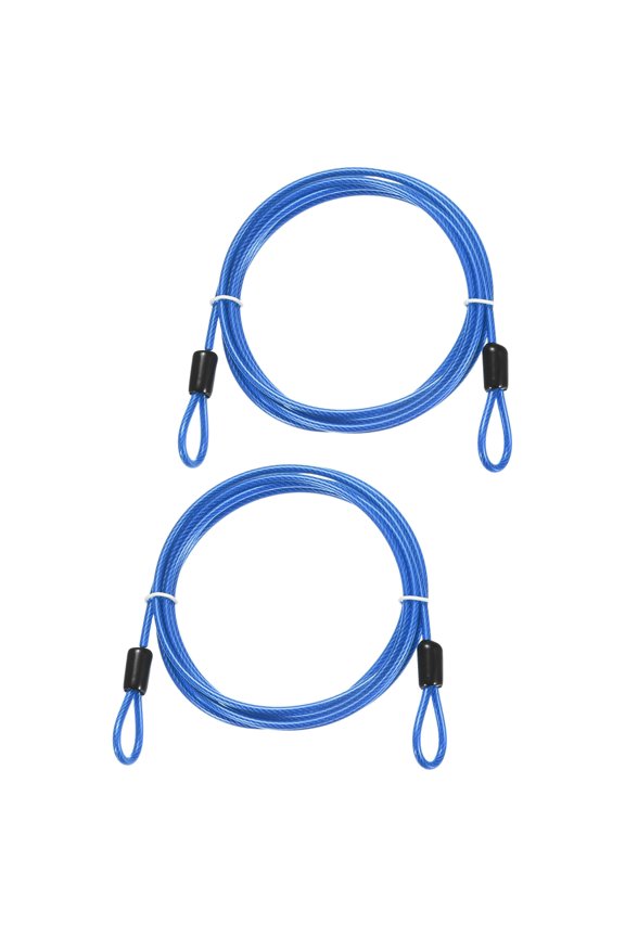 Security Cable with Loops [2Pcs] - 6.56ft / 78.7 Inch Stainless Steel Luggage Lock Safety Cable Use For Bikes & Luggage - [Blue]