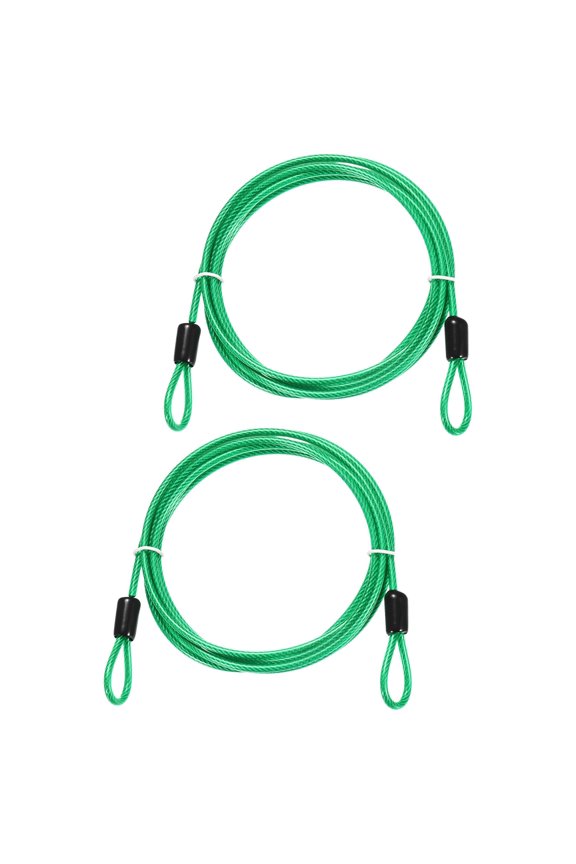 Security Cable with Loops [2Pcs] - 6.56ft / 78.7 Inch Stainless Steel Luggage Lock Safety Cable Use For Bikes & Luggage - [Green]