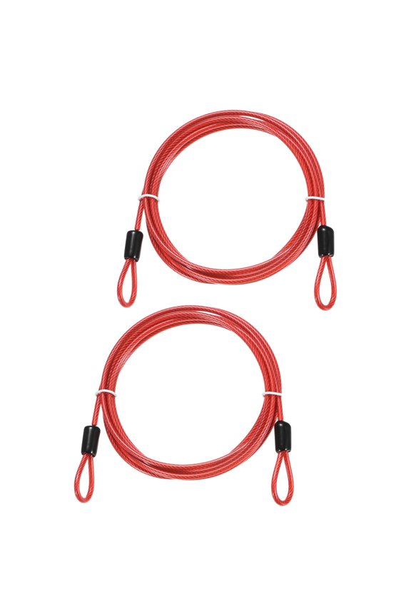 Security Cable with Loops [2Pcs] - 6.56ft / 78.7 Inch Stainless Steel Luggage Lock Safety Cable Use For Bikes & Luggage - [Red]