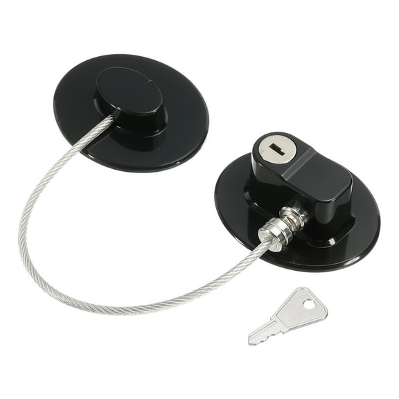 Uxcell Security Fridge Lock Keyed Oval 170mm String Long, 255mm 60x50mm Black