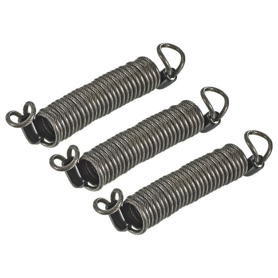 Uxcell Security Steel Cable 2.5mm x 1.5m/4.92ft Coated Spring Luggage Lock Wire Rope with Double Loop Black 3 Pack
