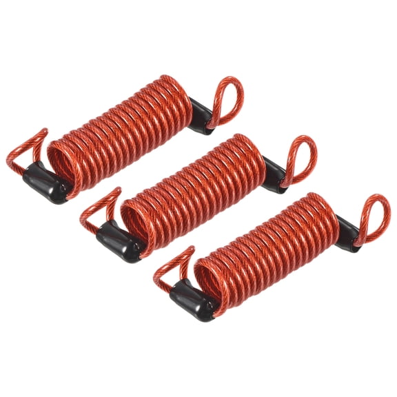 Uxcell Security Steel Cable 2.5mm x 1m/3.28ft Coated Spring Luggage Lock Wire Rope with Double Loop Red 3 Pack