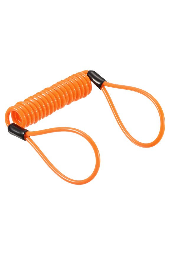 Security Steel Cable 3.5mm x 1.2m/3.94ft Coated Spring Luggage Lock Wire Rope with Double Loop Orange