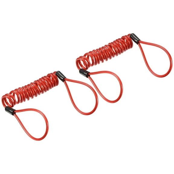 Uxcell Security Steel Cable 3.5mm x 1.2m/3.94ft Coated Spring Luggage Lock Wire Rope with Double Loop Red 2 Pack