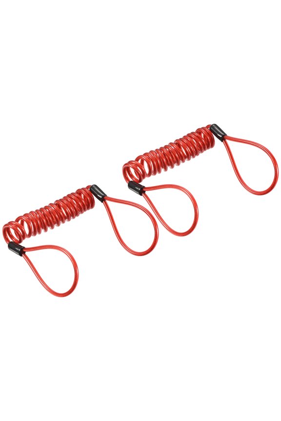 Security Steel Cable 3.5mm x 1.2m/3.94ft Coated Spring Luggage Lock Wire Rope with Double Loop Red 2 Pack