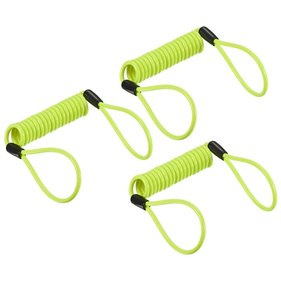 Uxcell Security Steel Cable 3.5mm x 1.2m/3.94ft Coated Spring Luggage Lock Wire Rope with Double Loop Yellow 3 Pack