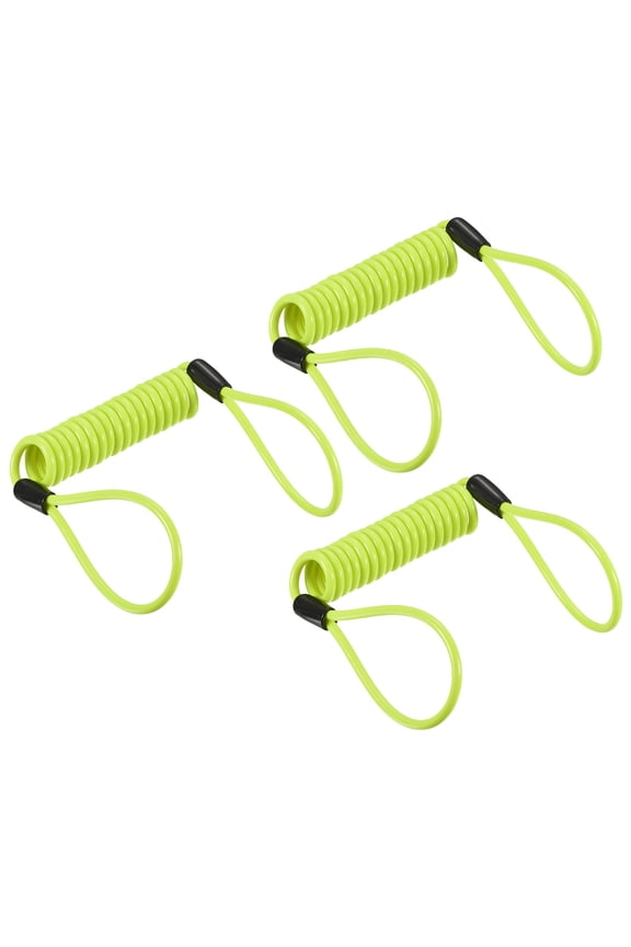 Security Steel Cable 3.5mm x 1.2m/3.94ft Coated Spring Luggage Lock Wire Rope with Double Loop Yellow 3 Pack