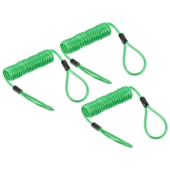 Uxcell Security Steel Cable Coated Spring Luggage Lock Wire Rope with Double Loop 0.14'' x 4.92ft Green 3 Pack