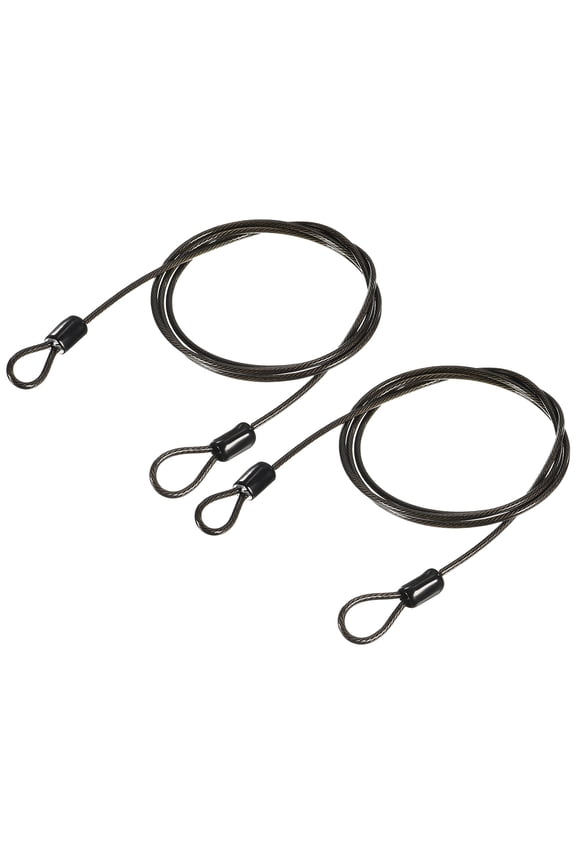 Security Steel Cable Lock Safety Cable Flexible Wire Rope Luggage Lock 3.3feet 2.5mm Vinyl Coated Braided Steel Grey Pack of 2