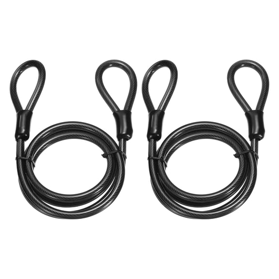 Uxcell Security Steel Cable with Loops (13/32" Dia 4.9ft, Gray)(2 Pcs) Heavy Duty Vinyl Coated Galvanized Steel Bike Lock Safety Cable Flexible Wire Rope Suit for - Outdoor/Travel