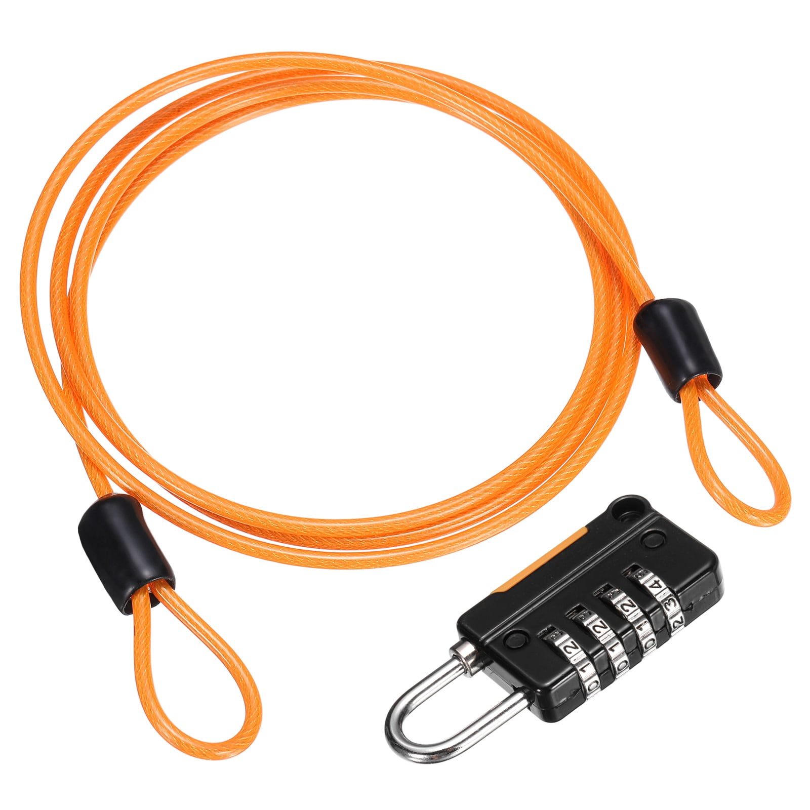 Uxcell Security Steel Cable with 4 Digit Combination Lock, 3.3Ft Coated ...