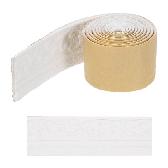 Uxcell Self-Adhesive 3D Wall Edging 90"x3.1" Flexible Peel and Stick Molding Trim for Wall Mirror Door Wardrobe Gap Sealing, White