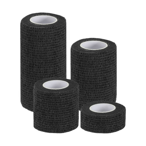 Uxcell Self Adhesive Bandage Wrap, Yard Elastic Self Breathable Adherent Wrap Tape for Athletic Sports Wrist Ankle Black