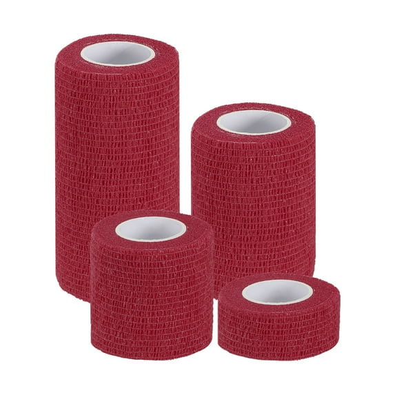 Uxcell Self Adhesive Bandage Wrap, Yard Elastic Self Breathable Adherent Wrap Tape for Athletic Sports Wrist Ankle Dark Red