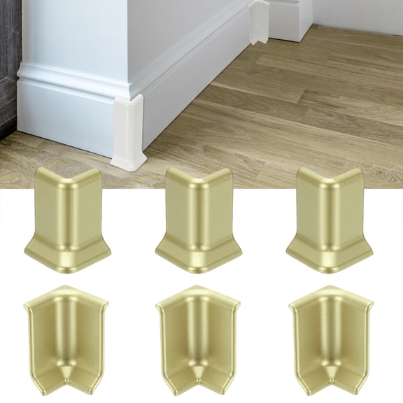Uxcell Self Adhesive Baseboard Corner Blocks, 2.2 Inch Wall Edge Corner Protector 3 Inside + 3 Outside Corners-connector for Wall Floor Furniture Edge(Champagne)