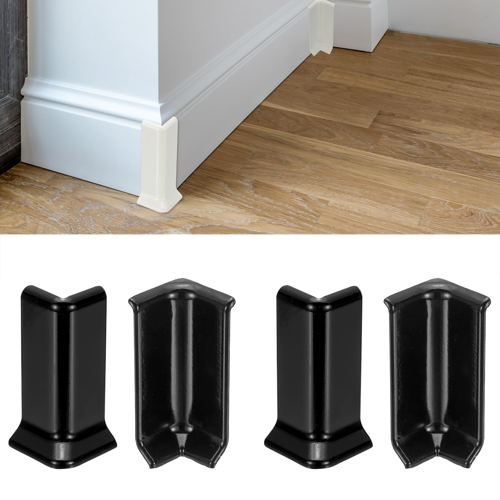 Uxcell Self Adhesive Baseboard Corner Blocks, 3.23 Inch Wall Edge ...