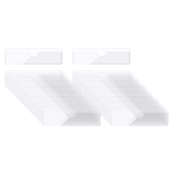 Uxcell Self-Adhesive Card Pockets Clear Self Adhesive Pocket Label Holders Plastic Card Sleeves with Top Open 3.1"x0.7"