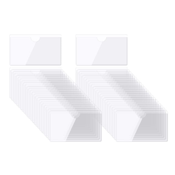 Uxcell Self-Adhesive Card Pockets Clear Self Adhesive Pocket Label Holders Plastic Card Sleeves with Top Open 4.1"x2.5"