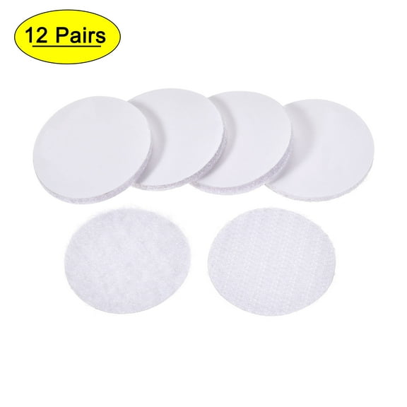 Uxcell Self Adhesive Dots 1 37/64 Inch Diameter Hook and Loop Tapes White Nylon Sticky Glue 12Pairs
