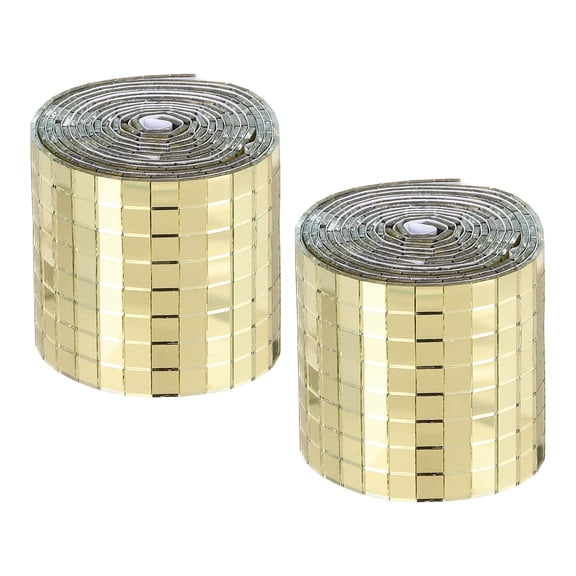 Uxcell Self Adhesive Glass Mirror Mosaic Tiles 3200 Pcs 0.2'' x 0.2'' Disco Tiles Gold 2 Pcs