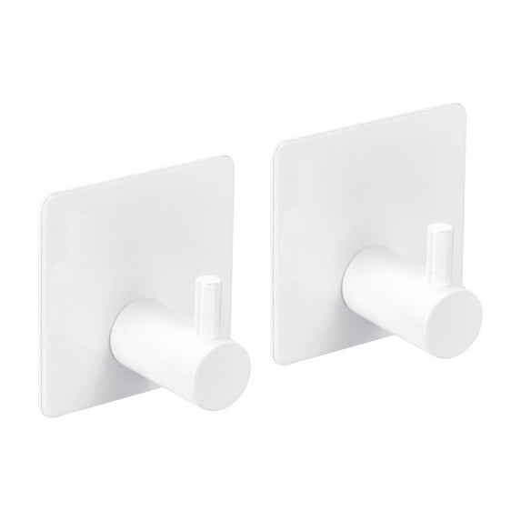 Uxcell Self Adhesive Hooks, 304 Stainless Steel Stick on Wall Hooks Hanger, White 2 Pack