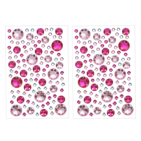 Uxcell Self-Adhesive Rhinestone Stickers, Face Stone Jewel Stickers for Crafting Nail Decor Makeup DIY Pink/Red