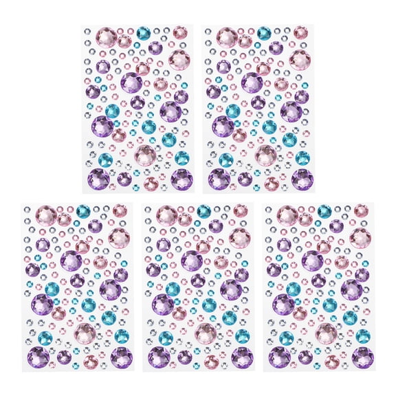 Uxcell Self-Adhesive Rhinestone Stickers, Face Stones Jewel Stickers Crystal Circle Embellishment Sheet Pink/Blue
