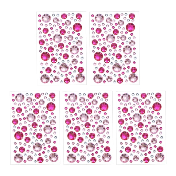 Uxcell Self-Adhesive Rhinestone Stickers, Face Stones Jewel Stickers Crystal Circle Embellishment Sheet Pink/Red