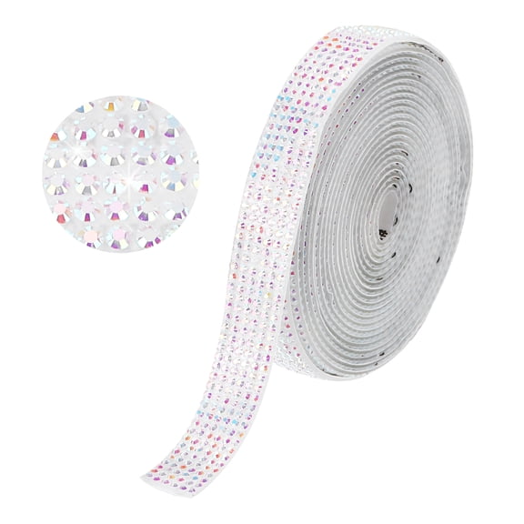 Uxcell Self Adhesive Rhinestone Strips 3 Yards 0.4 Inch for Craft,Beige AB