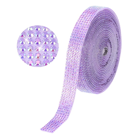 Uxcell Self Adhesive Rhinestone Strips 3 Yards 0.4 Inch for Craft,Light Purple AB