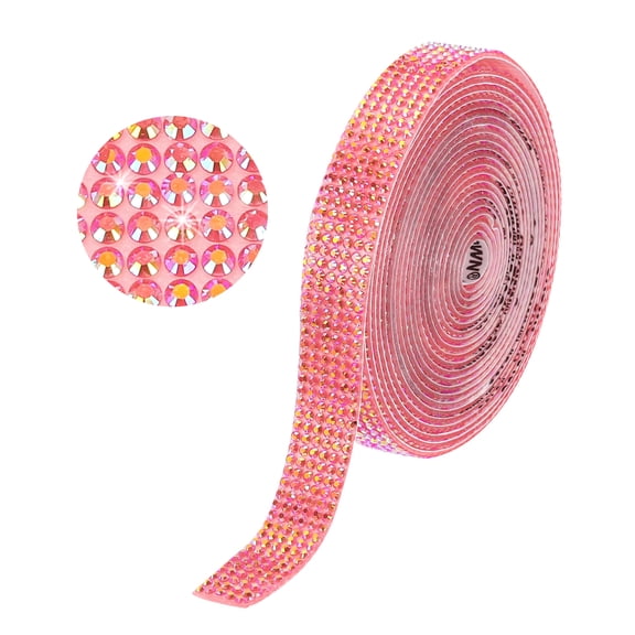 Uxcell Self Adhesive Rhinestone Strips 3 Yards 0.47 Inch for Craft,Red AB