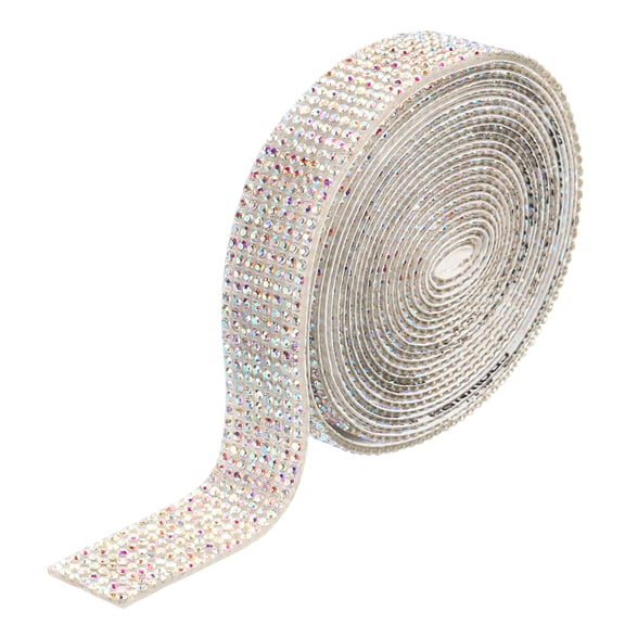 Uxcell Self Adhesive Rhinestone Strips, 3 Yards Crystal Rhinestone Ribbon Bling Diamond Stickers Wrap, AB