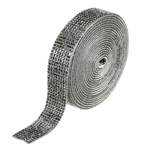 Uxcell Self Adhesive Rhinestone Strips, 3 Yards Crystal Rhinestone Ribbon Bling Diamond Stickers Wrap, Gray