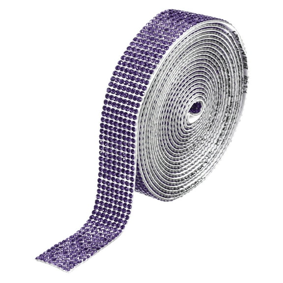 Uxcell Self Adhesive Rhinestone Strips, 3 Yards Crystal Rhinestone Ribbon Bling Diamond Stickers Wrap, Violet