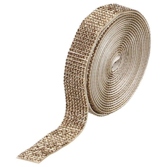 Uxcell Self Adhesive Rhinestone Strips, 3 Yards Crystal Rhinestone Ribbon Bling Diamond Stickers Wrap, Yellow