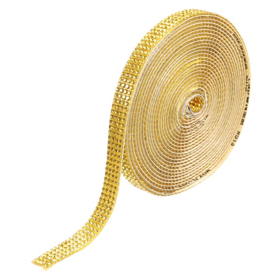 Uxcell Self Adhesive Rhinestone Strips, 4 Yards Crystal Rhinestone Ribbon Bling Diamond Stickers Wrap, Gold