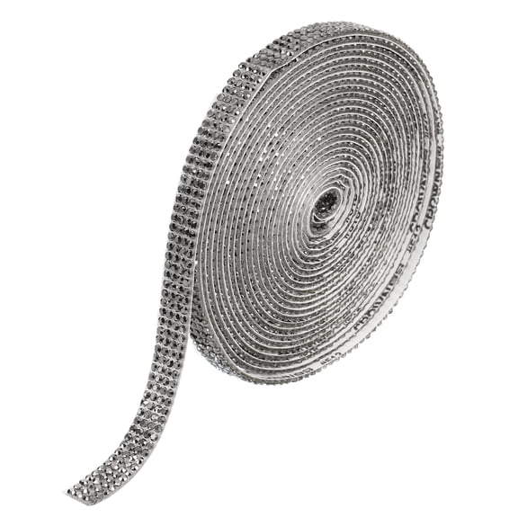 Uxcell Self Adhesive Rhinestone Strips, 4 Yards Crystal Rhinestone Ribbon Bling Diamond Stickers Wrap, Gray