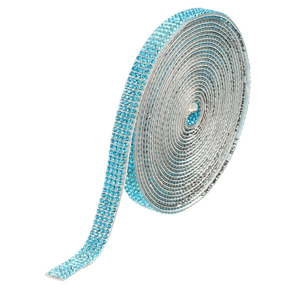 Uxcell Self Adhesive Rhinestone Strips, 4 Yards Crystal Rhinestone Ribbon Bling Diamond Stickers Wrap, Lake Blue