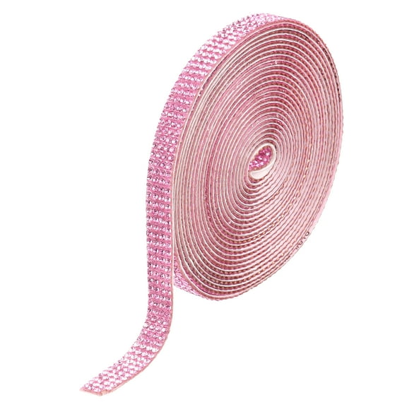 Uxcell Self Adhesive Rhinestone Strips, 4 Yards Crystal Rhinestone Ribbon Bling Diamond Stickers Wrap, Light Pink