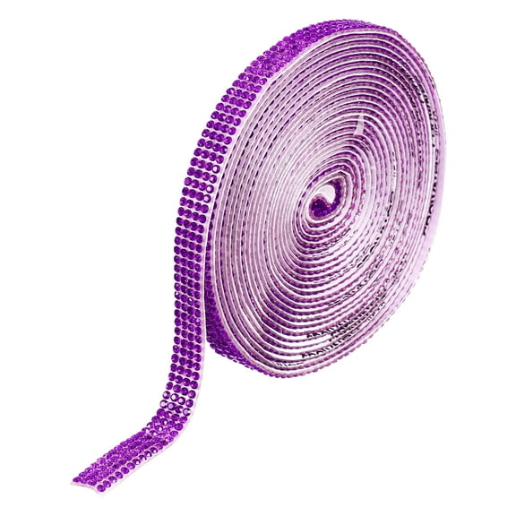 Uxcell Self Adhesive Rhinestone Strips, 4 Yards Crystal Rhinestone Ribbon Bling Diamond Stickers Wrap, Purple