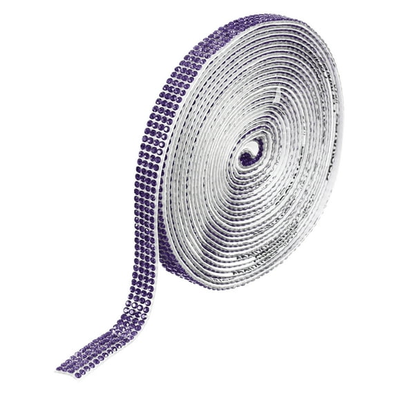Uxcell Self Adhesive Rhinestone Strips, 4 Yards Crystal Rhinestone Ribbon Bling Diamond Stickers Wrap, Violet