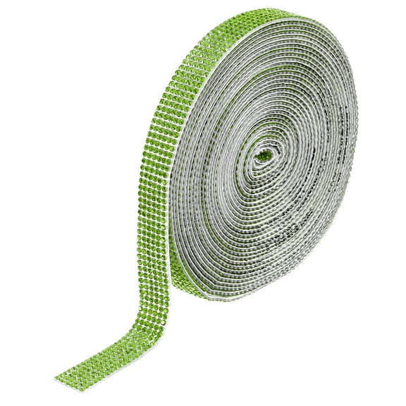 Uxcell Self Adhesive Rhinestone Strips, 6 Yards Crystal Rhinestone Ribbon Bling Diamond Stickers Wrap, Light Green