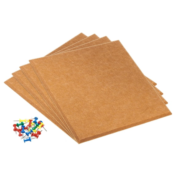 Uxcell Self Adhesive Wall Square Bulletin Felt Board Tile with Push Pin, Gold Copper 4 Pack