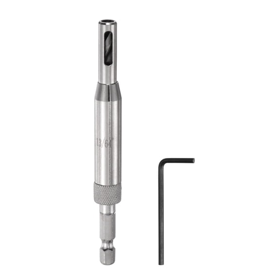 Uxcell Self Centering Drill Bit Set 13/64", 1/4" Hex Shank Drilling Bits for Wood Working,Hinge , Silver