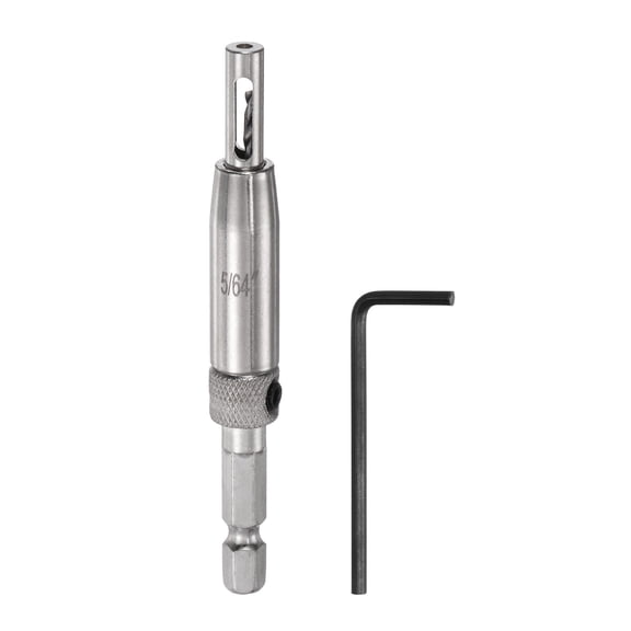 Uxcell Self Centering Drill Bit Set 5/64", 1/4" Hex Shank Drilling Bits for Wood Working,Hinge , Silver